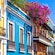 Colonial houses decorated with plants and flowers in Old Town San Juan, Puerto Rico